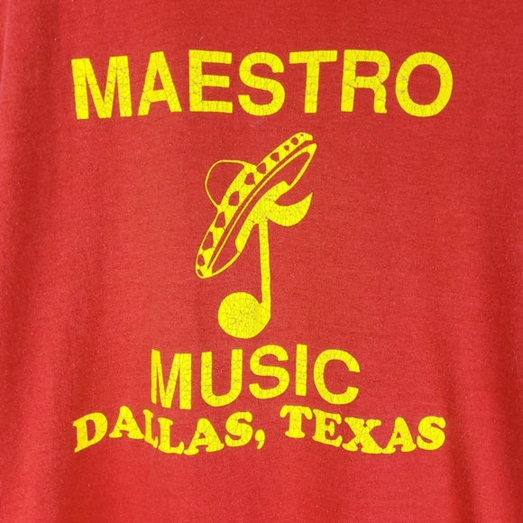 Vintage 80's Maestro Music Dallas TX Logo T Shirt - Picture 2 of 5